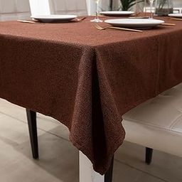 HOKIPO IN363-CPR Poly Jute solid Rectangular Table Cover 6 Seater Dining Table Cloth 50x75 Inches, Copper Brown-image-16