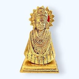 The Classic Treasure Decorative Golden Khatu Shyam ji Idol Statue Showpiece for Home and Pooja Decoration Murti & Car Dashboard for Home Metal Religious Figurine-image-14
