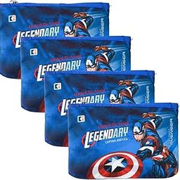 Pack of 4 Pencil Pouch | Square Stationary Pouch | Pencil Box for Kids | School Geometry Pouch | Zipper Pencil Organizer | Pencil Utility Bag | Marvel Captain America | Royal Blue-image-30