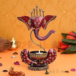 Dartistry Tealight Candle Holder For Home Decor/Showpiece For Home Decor-Decorations Items For Home -Home Decorative Items/Home Decor Items For Living Room/Pooja Room-Corporate Gift Items, Iron., Red-image-7