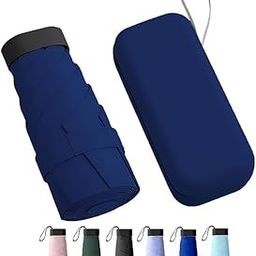 Travel Mini Folding Umbrella with Waterproof Case – Lightweight Compact 6-Rib Manual Open Sun & Rain Pocket Umbrella for Women & Girls – Windproof & Water-Repellent (Navy blue)-image-80