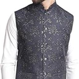 Men's Jacquard Silk Floral Embroidered Nehru Jacket/Waistcoat-image-33