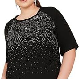 Women Embellished Raglan Sleeves Plus Size Top-Round Neck, Short Sleeves, Button Closure, Woven Polyester Fabric, Comfortable and Stylish Casual Wear Plus Size Top for Women-image-46
