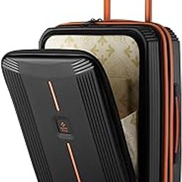 Alexandria Hard-Sided Polypropylene TSA Lock 8 Wheels Double Spinner Cabin Luggage with Laptop Compartment Black Orange 20 inch |55cm Trolley Bag| Small Cabin Luggage-image-20