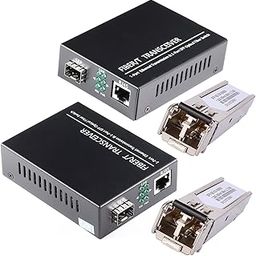 A Pair of 1.25G/s Bidi Gigabit Multi-Mode Fiber Ethernet Media Converter with 2PCS Bidi SFP LC Dual Transceiver Module Included, 10/100/1000Base-Tx to 1000Base-SX SMF RJ45 to SFP Slot up to 550M-11