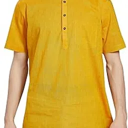 divisive Men's Pure Cotton Handloom Half Sleeves Ethnic Casual Short Kurta-picture-19