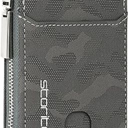 PU Leather 9 Slot Vertical Credit Debit Card Holder Money Wallet Zipper Coin Purse for Men Women - (11.5 X 8 X 2Cm -Camouflage Grey)-42