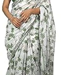 Women's Cotton Blend Floral Printed Saree with Blouse Piece-image-89