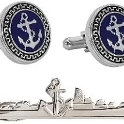 tripin Cufflinks For Men Ship And Anchor Shape Cufflinks And Tie Pin Set Branded Golden Gold Colour For Office Corporate Wedding Party French Cuff Shirts Shirt Suit Blazer In A Gift Box 2214-picture-31