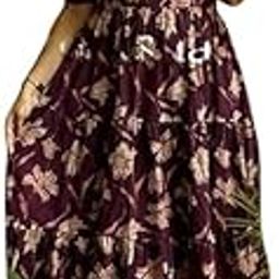 Women's/Girls Rayon Kurta for Women Floral Printed Anarkali Kurta || Floral Flared Western Dress Pink-image-73