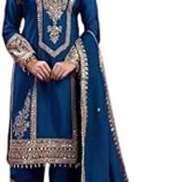 Traditional Kurta Set with Dupatta, Gold Embroidered Design, Ethnic Style-image-51