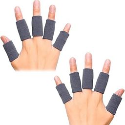 Cute critters 10Pcs Finger Sleeves Protectors Thumb Brace Support Elastic Compression Protector For Relieving Pain, Arthritis,Trigger Finger, Sports (Grey), Free size-20