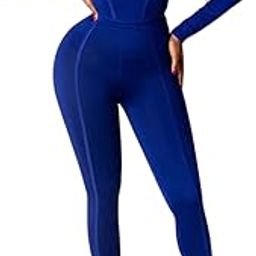 Women's Polyester Slim Fit Sexy Solid Square Neck Patchwork Pant Two-Piece Outfits Pack of 2 |Royal Blue |XS-image-20