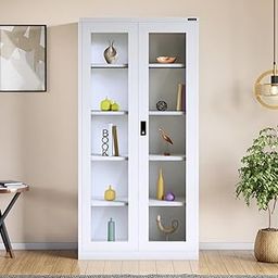 GODREJ INTERIO Almirah StorEase 2-Door Display Unit Almirah with Glass Swing Doors (Traffic White), 1-Year Warranty, 4 Shelves-24