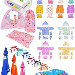 Toddylon 56 in 1 Baby Gift Packs New Born Products All Combo | Gift Set | Maternity Kit | Clothes | Bedding | Essentials Items (0-6 Months, Multicolor)-image-8