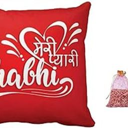 YaYa cafe Birthday Gifts for Bhabhi Printed Meri Pyari Bhabhi Cushion Cover 16 x 16 inches with 150 gms Almonds (Badam) Dry Fruits Gifts Combo-image-70