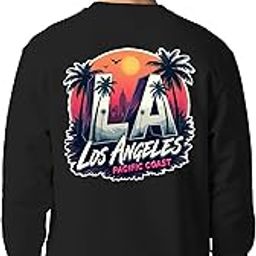 Winter Sweatshirt for Men Los Angeles Pacific Coast Typographic Crew Neck Cotton Blend Full Sleeve Oversized Sweatshirt-image-62