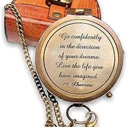 Thoreau's Go Confidently Quote Engraved, Brass Pocket Compass with Leather case, Graduation Day Gifts, Direction Pocket Compass, Camping Compass, Boating Compass by Tenable-image-50