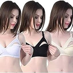 Women's Girl's Cotton Blend Non-Padded Maternity Breast Feeding Mother Lightly Padded Bralette with Camisole Bra Pack of 3 (A_I_328 Multi 38) Multicolour-image-25