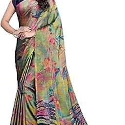 Women's Chiffon Forest Designer Printed Saree with Blouse Piece-image-5