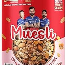 Kwality RCB Muesli Crunchy Almond & Raisins 900g Jar, 86% Multi Grains, Natural Source of Vitamin & Iron, High in Protein & Fiber, Low Fat & Cholesterol-Free, Healthy Food & Breakfast Cereal, Endorsed by Royal Challengers Bangalore-26