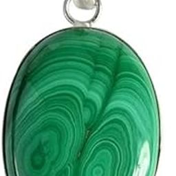 unique Malachite Pendant Oval Shape Crystal Stone Pendant with Chain for Reiki Healing and Crystal Healing Stone Pendant Size 35-40 mm Approx (Color : Green)-image-93