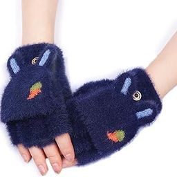 Winter Gloves for Women Fashion Knitted Hand Gloves | Soft Acrylic Wool Half Finger Warm Mitten Gloves for Boys and Girls Fingerless Rabbit Ears Glove-image-75