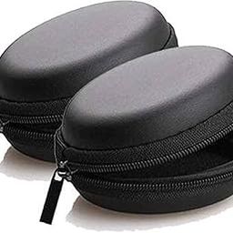 Inefable® Earphone Headphone Case Pouch Cover Carrying Case for Earphones, Headset, Pen Drives, SD Cards, All Mobile Accessories (Black) (Pack of 2)-18