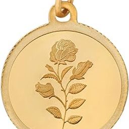 24k (999) Purity 5.20gm Yellow Gold Round Rose Pendant (without hook)-24