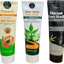Zepham Charcoal Spots and Tan Clear Fruit Infused face wash Pack of 3 For Men And Women All Skin Types Face Wash 60 ml Each Tube-image-80