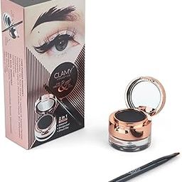 CLAMY Waterproof Gel Kajal 4g + Cake Eyeliner 0.8 ml Combo Long Lasting Upto 24hr, Smooth Smudge Proof Soft Texture - (Jet Balck)-image-82