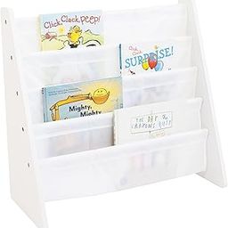 Humble Crew Children's Bookcase Storage Rack with 4 Tiers, Children's Bookrack, Bookshelf, White/White-6