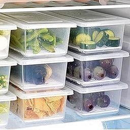 Skylike 6Pcs Fridge Storage Boxes, Fridge Organizer With Removable Drain Plate Tray, Fridge Storage Containers, Keeps Fruits, Vegetables, Meat, Fish Fresh Longer 1500 Ml, Polypropylene, Transparent-picture-28
