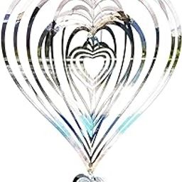 XIGSTA Wind Spinner 12 inch Big Size Silver Heart| Home Crafts Wind Decor| 3D Mirror Stainless Steel Wind Sculpture| Bedroom Living Room Window Corridor Yard Garden Decoration-picture-10