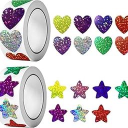 1000 pcs Multicolor Self Adhesive Star Stickers,1 inch/2.54cm Reward Sticker for Kids Teachers Incentive Stickers Sparkly Heart Shape Stickers Colorful Glitter Stickers(Multicolor)-image-11