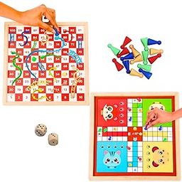 Skillofun Wooden Ludo & Snakes and Ladders Board Game Set | Magnetic Family Games for Adults and Kids | Perfect for Early Learning & Family Excitement | Beautiful Colors & Learning Fun | Board Games-image-1