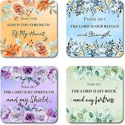 AR Creative God is The Strength - Bible Verse Fridge Magnet for Home Decoration, Bible Quotes MDF Wooden Fridge Magnet, Bible Verse, Home, Office Decor (3.5 inch x 3.5 inch) Set of 4-image-73