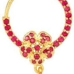 MK Gallery Women Nose pin/Nath Nose Ring Traditional Jewellery-Red CZ Nose Pin-image-61
