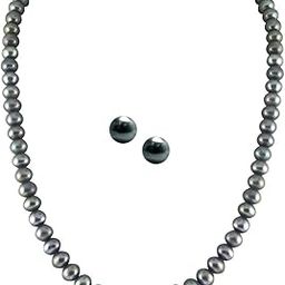 Single Line Grey Pearl Set for Women | Necklace Set for Women and Girls With Certificate of Authenticity AA Quality-image-79