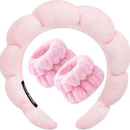 RAMNATH Spa Headband Skin Care Headband Makeup Headband Skincare Headband Face Wash Headband for Washing Face Wristband Pink Sponge Cloud Head Bands Padded Spa Accessories for Women Girls-picture-56