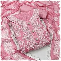 Women's Chanderi Embroidery Work Unstitched Salwar Suit Dress Material With Embroidery Work Dupatta (Free Size)-picture-17