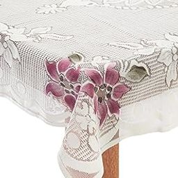 Amazon Brand - Solimo Cotton Blend Table Cover for Centre Table and 4 Seater Dining Table (Blossom, Brown,Rectangular ,Pack of 1)-0