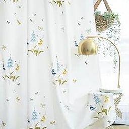 Tranquebar Curtain Co. Butterfly & Floral Print Door Curtain - Room Darkening, 213 cm (7 Feet), Yellow, Set of 2, Cotton, BackTab, Titli- Door Curtains 7 Feet Long-image-18