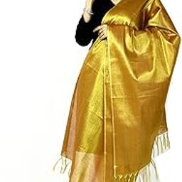 Fashily Women's Soild Silk Plain Dupatta | Light Weight Non Transparent Woven Shiny Jari Material | Length - 2.2 Metres-image-1