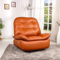 Solis Royale Leatherette Recliner 1 Seater Sofa Chair with 270° Swivel USB & C-Port Charging | Lounge Chairs for Home | Motorized Rocking and Revolving Recliner Chair (2 Year Warranty, TAN)-image-17