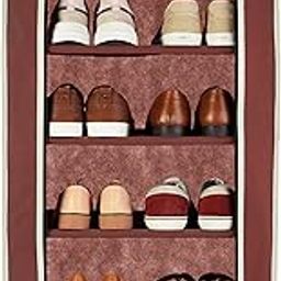 Amazon Brand - Solimo Foldable Shoe Rack, 6 Layer, Brown, Premium, Alloy Steel, Plastic-image-8