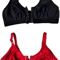 Women Cotton Full Coverage Non Padded Bra | Front Open Bra for Women | Wing Girls Non Paded Full Covrage Front Hook Bra (1035_Pack of 2)-image-82