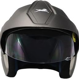 TVS Open Face Helmet for Men and Women with Clear Visor, Matt Finish, ISI DOT Certified Helmet, Safety with Comfort, Lightweight & Compact, Bike Accessories (Color: Dull Grey, Size:L)-image-11