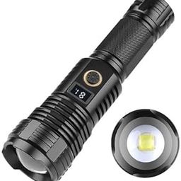 Luteti 200000 Lumens LED High Powerful Flashlight, Super Bright USB Rechargeable Torch,Zoomable Tactical Flashlight with Digital Display,5 Modes, IPX4 Waterproof Handheld LED Torch for Camping, Hiking-image-88