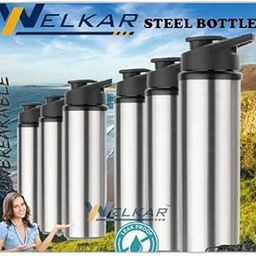 Stainless Steel Water Bottle 950 ml Each Set of 6 Silver | Gym Bottle | Home | Kitchen | Hiking | Treking Bottle | Travel Bottle (P|Design - 940for Home 845 Kitchen-image-97
